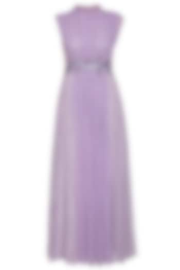 Lilac embroidered gathered gown by K-ANSHIKA Jaipur