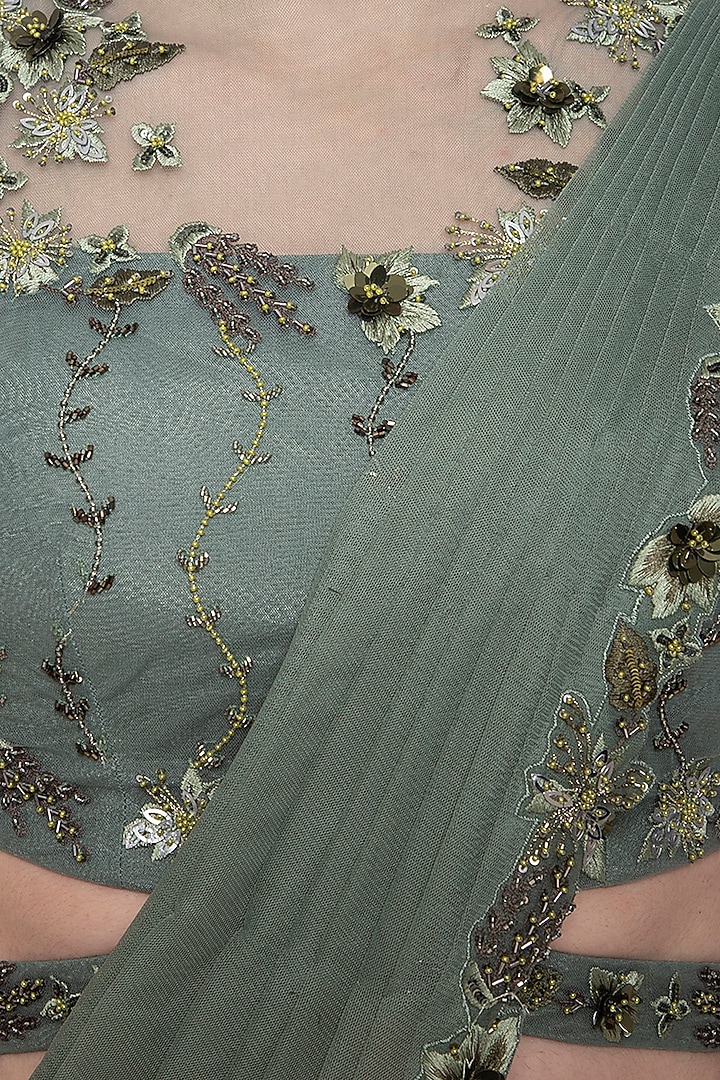 Moss green embroidered Wedding Saree set by K-ANSHIKA Jaipur at Pernia's Pop Up Shop