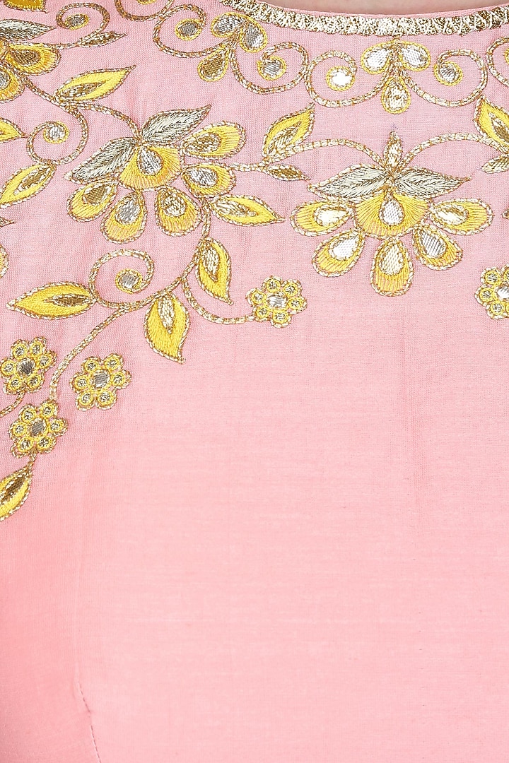 Pink gota embroidered shibori anarkali set available only at Pernia's Pop Up Shop.