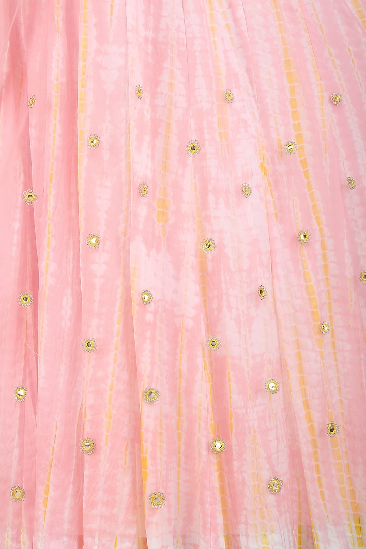 Pink gota embroidered shibori anarkali set available only at Pernia's Pop Up Shop.
