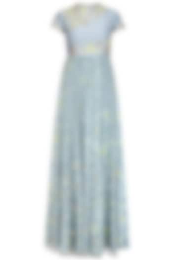 Grey gota patti cutwork marble dyed anarkali set available only at Pernia's Pop Up Shop.