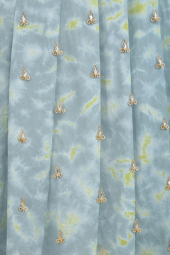 Grey gota patti cutwork marble dyed anarkali set available only at Pernia's Pop Up Shop.
