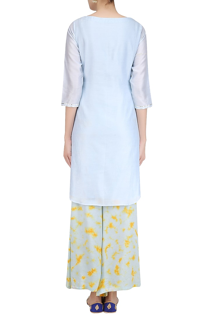 Sky blue gota patti work kurta set with palazzo pants available only at Pernia's Pop Up Shop.