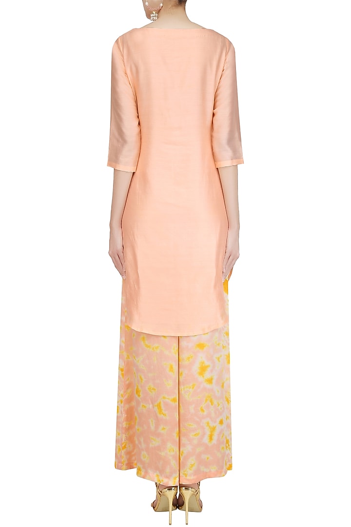 Peach gota patti work kurta set with palazzo pants available only at Pernia's Pop Up Shop.