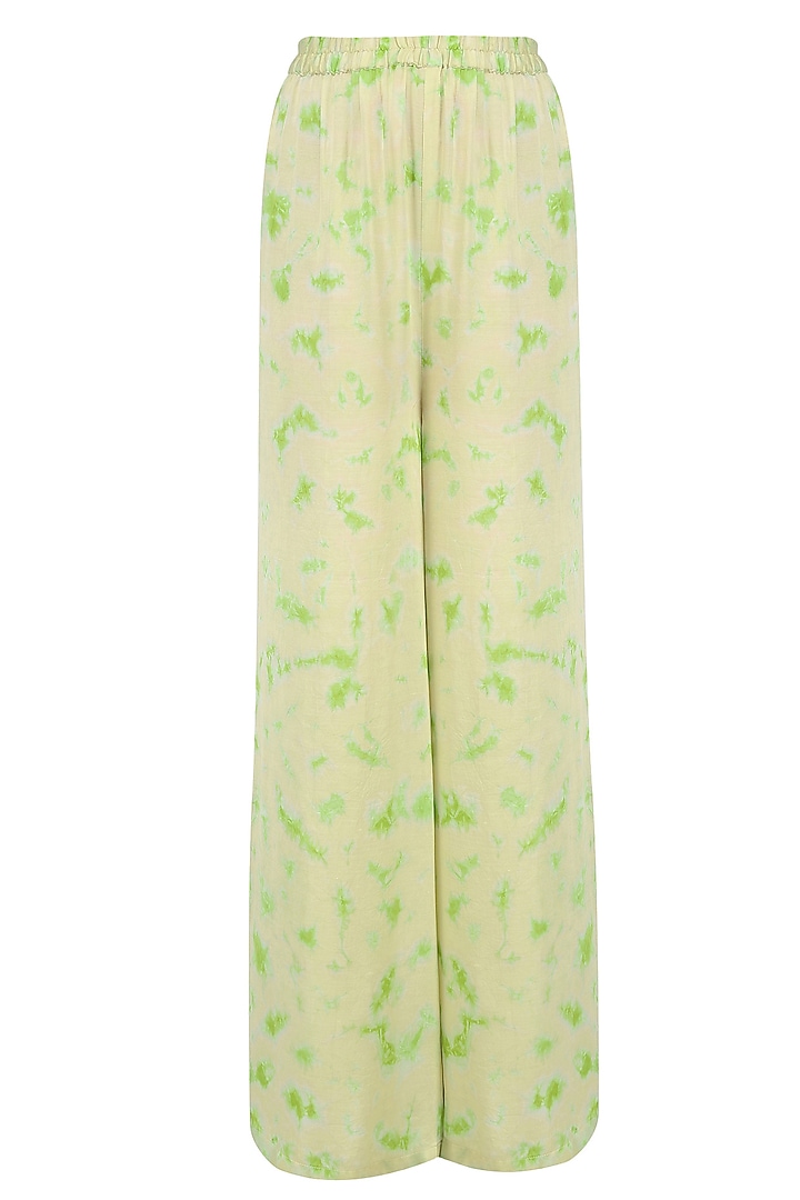 Off white gota patti work C cut kurta with green palazzo pants available only at Pernia's Pop Up Shop.