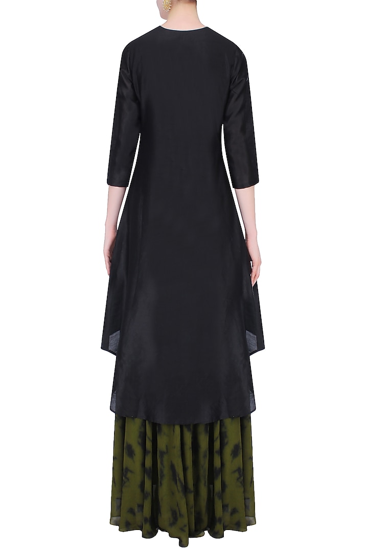 Black gota patti work C cut kurta with skirt available only at Pernia's Pop Up Shop.