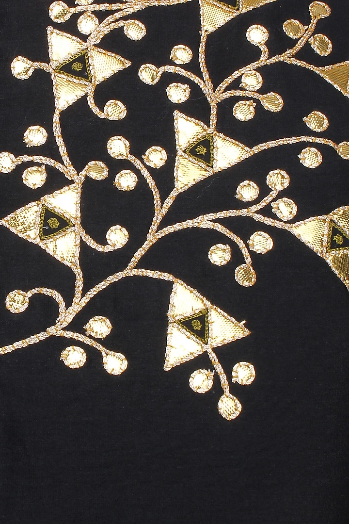 Black gota patti work C cut kurta with skirt available only at Pernia's Pop Up Shop.