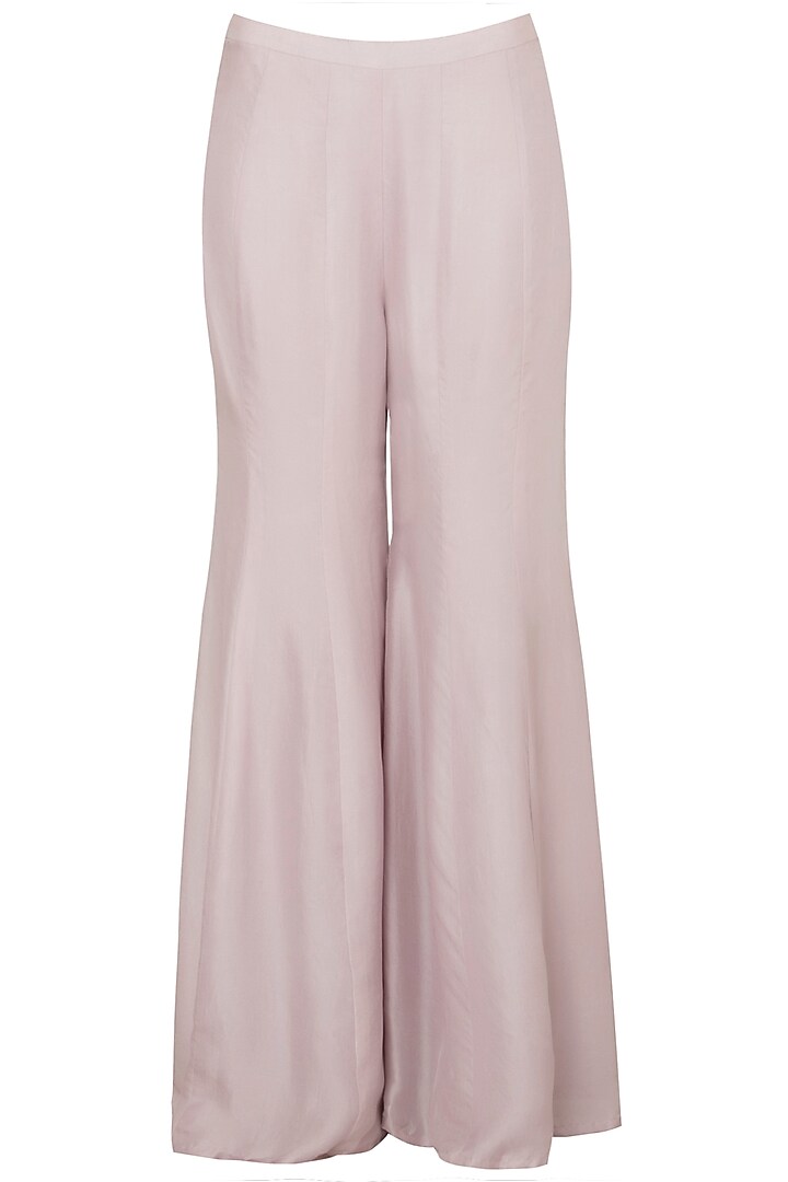 Onion pink net draped top with flared pants available only at Pernia's Pop Up Shop.