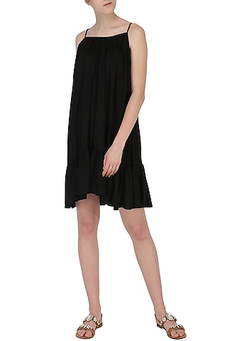 Black Ruffled Hem Dress by Knotty Tales