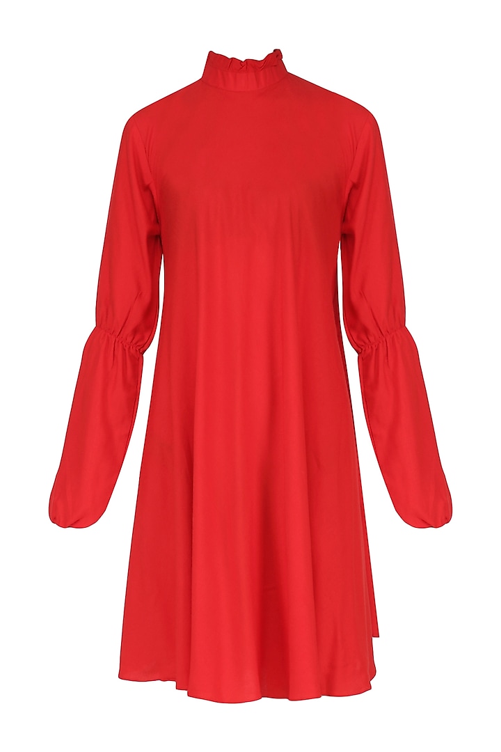 Red ruffled collar dress available only at Pernia's Pop Up Shop.