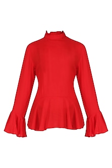 Red basic peplum top available only at Pernia's Pop Up Shop. 2023