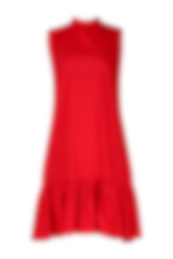 Red Ruffled Hem Dress by Knotty Tales
