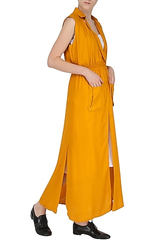 Yellow Collared Maxi Dress by Knotty Tales