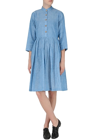 Powder Blue Pleated Dress by Knotty Tales