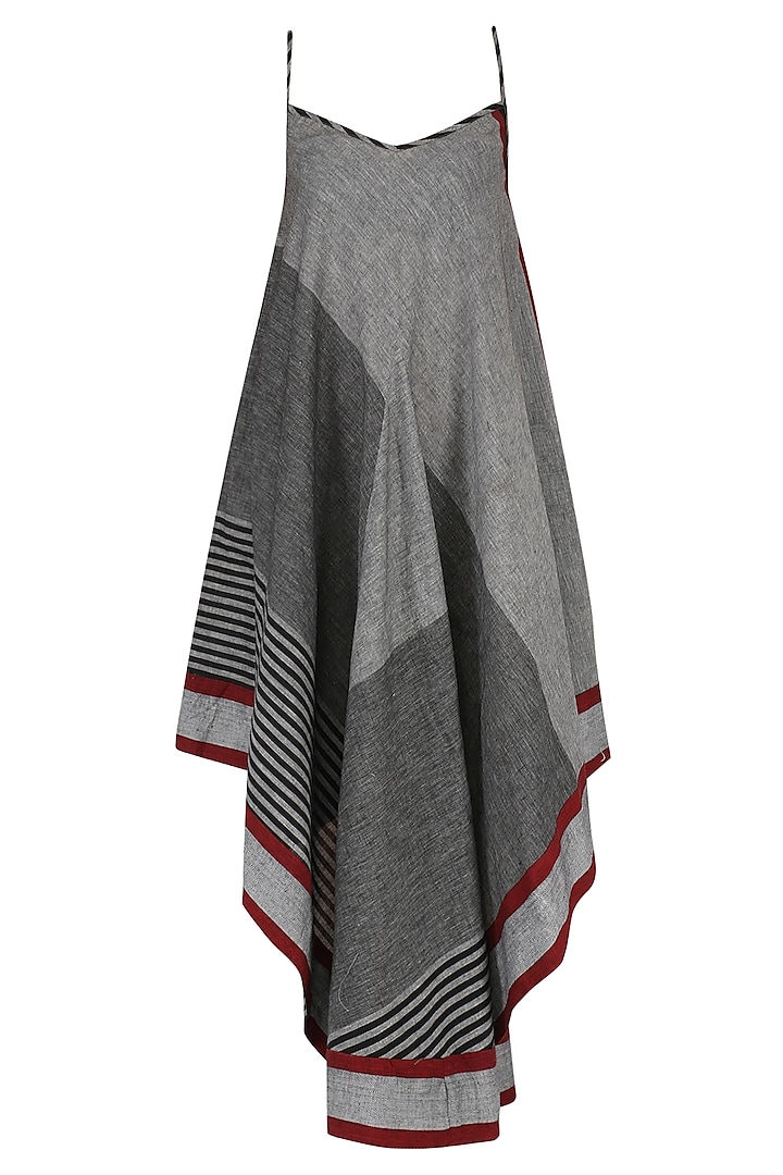 Grey Asymmetric Geormetric Pattern Dress by Knotty Tales