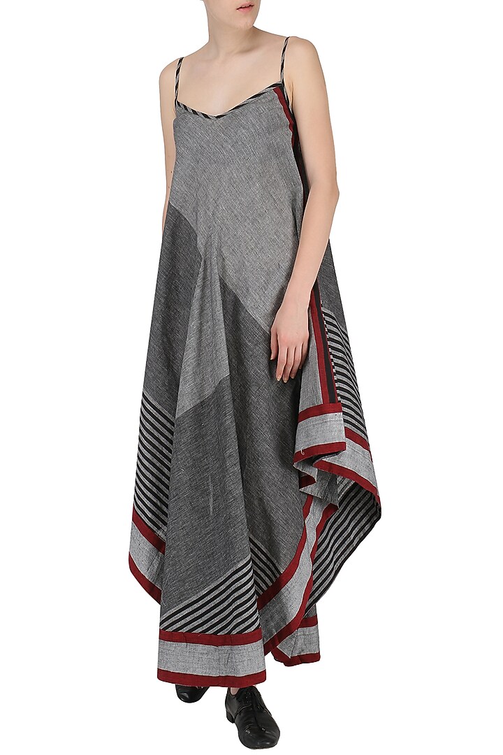 Grey asymmetric geormetric pattern dress available only at Pernia's Pop Up Shop.