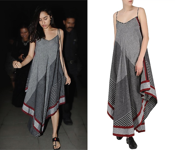 Grey asymmetric geormetric pattern dress available only at Pernia's Pop Up Shop.