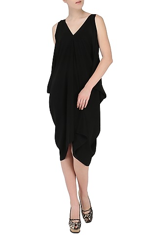 Black Cascading Evening Dress by Knotty Tales