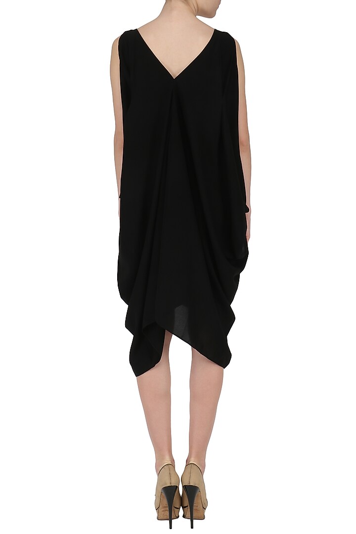 Black cascading evening dress available only at Pernia's Pop Up Shop.