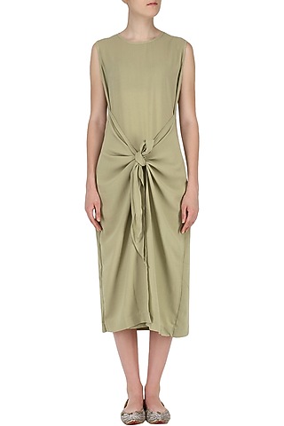Beige Knotted Bodycon Dress by Knotty Tales