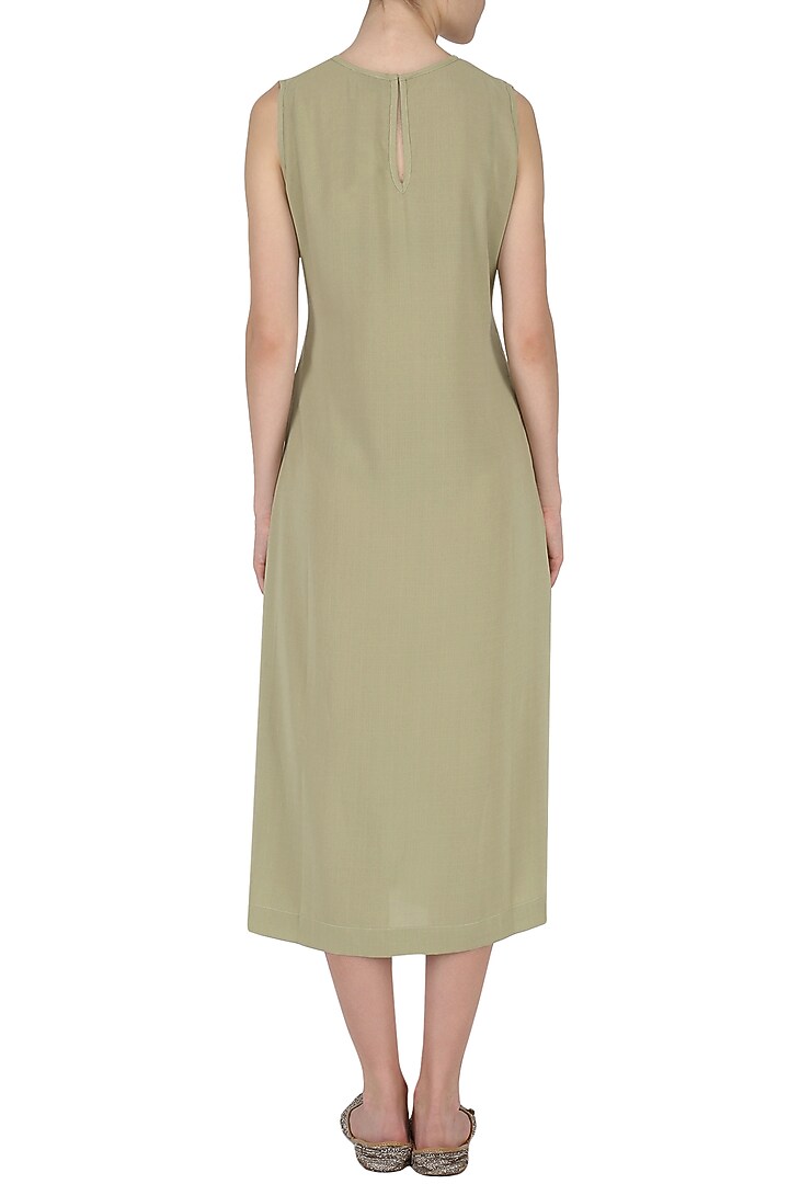 Beige knotted bodycon dress available only at Pernia's Pop Up Shop.