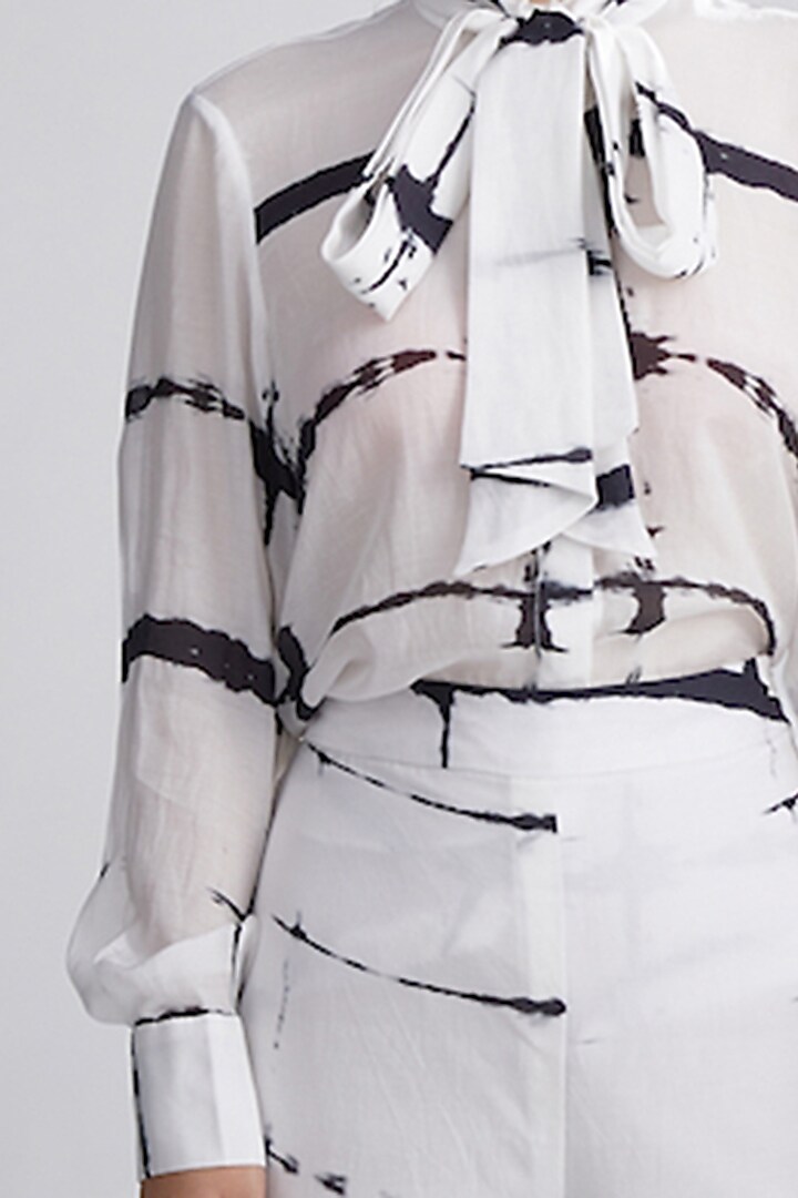 White & Black Printed Shirt by Koai at Pernia's Pop Up Shop
