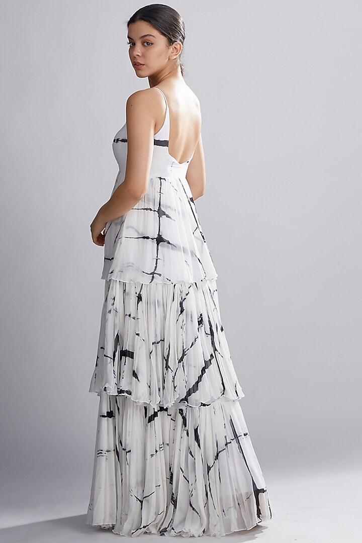 White & Black Printed Layered Maxi Vacation Dress by Koai at Pernia's Pop Up Shop