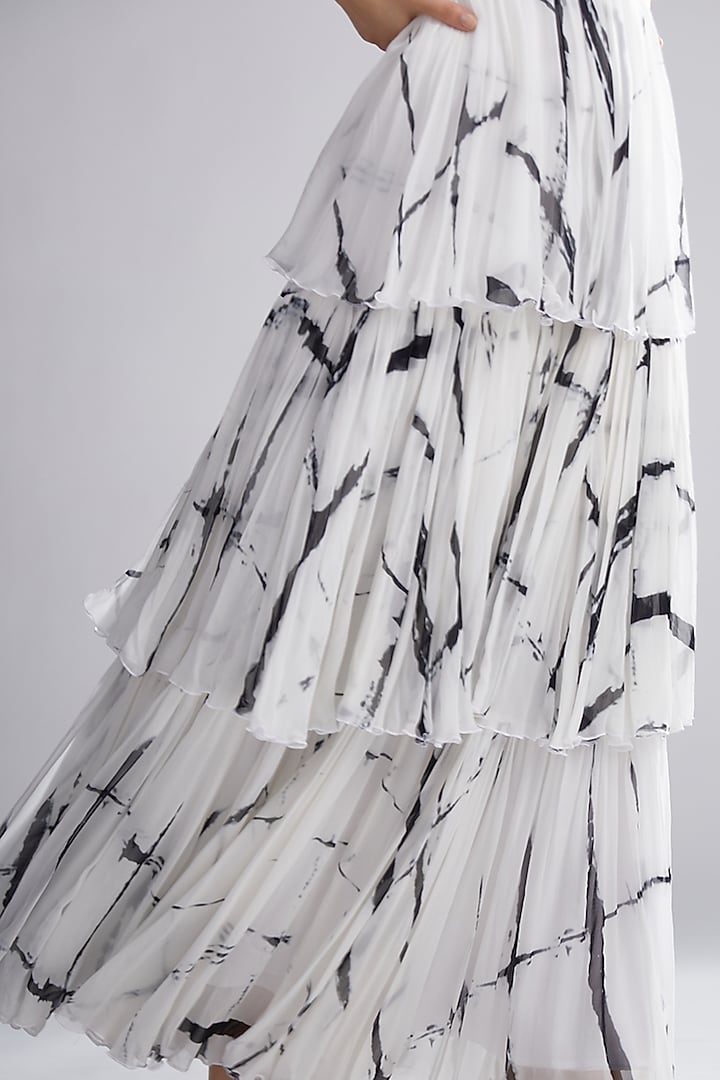 White & Black Printed Layered Maxi Vacation Dress by Koai at Pernia's Pop Up Shop