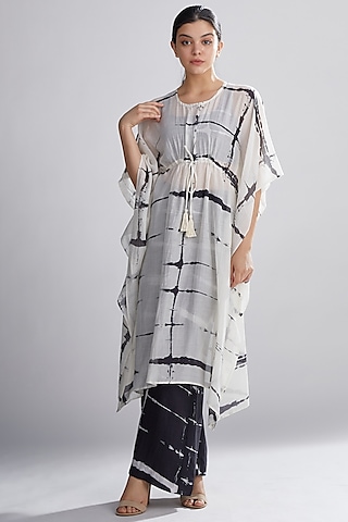 White & Black Printed Kaftan by Koai