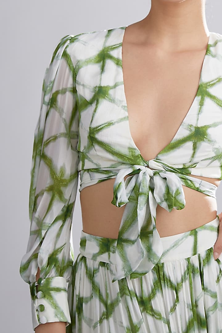 Cream & Green Printed Top by Koai at Pernia's Pop Up Shop
