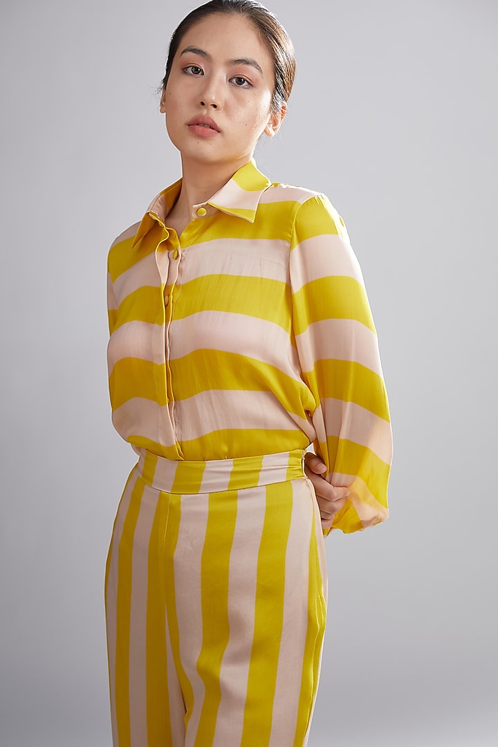 Pink & Mustard Printed Shirt by Koai at Pernia's Pop Up Shop