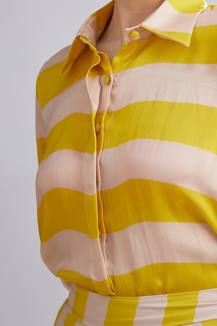 Pink & Mustard Printed Shirt by Koai at Pernia's Pop Up Shop