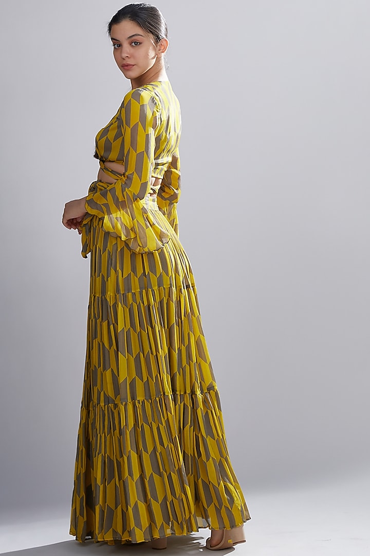 Mustard & Grey Printed Skirt by Koai at Pernia's Pop Up Shop