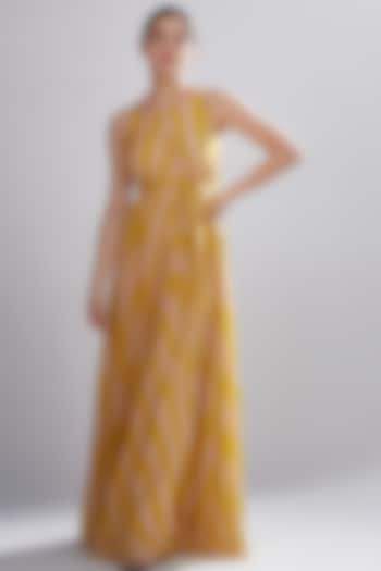 Pink & Mustard Printed Maxi Dress by Koai
