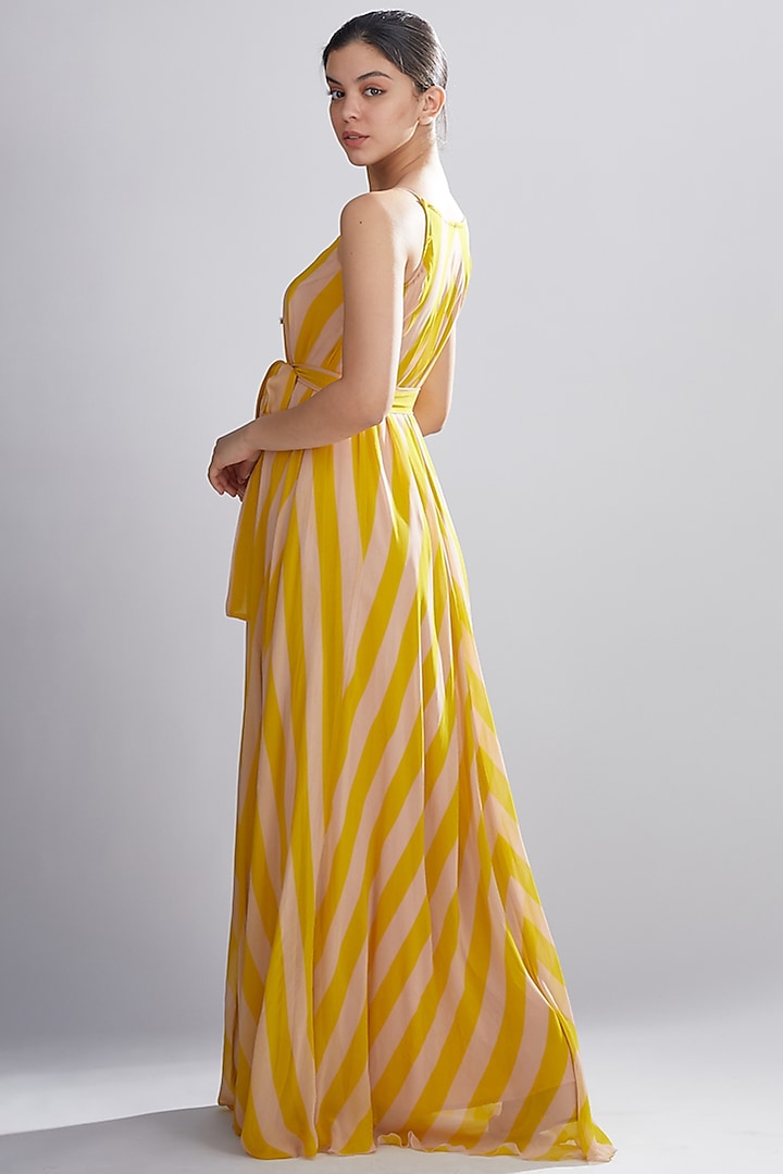 Pink & Mustard Printed Maxi Vacation Dress by Koai at Pernia's Pop Up Shop