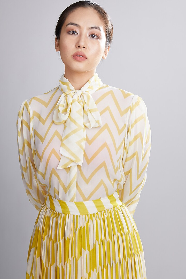 Cream & Yellow Printed Shirt by Koai at Pernia's Pop Up Shop