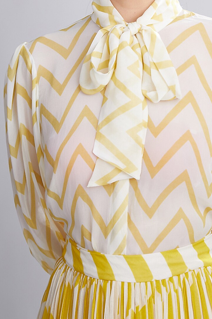 Cream & Yellow Printed Shirt by Koai at Pernia's Pop Up Shop