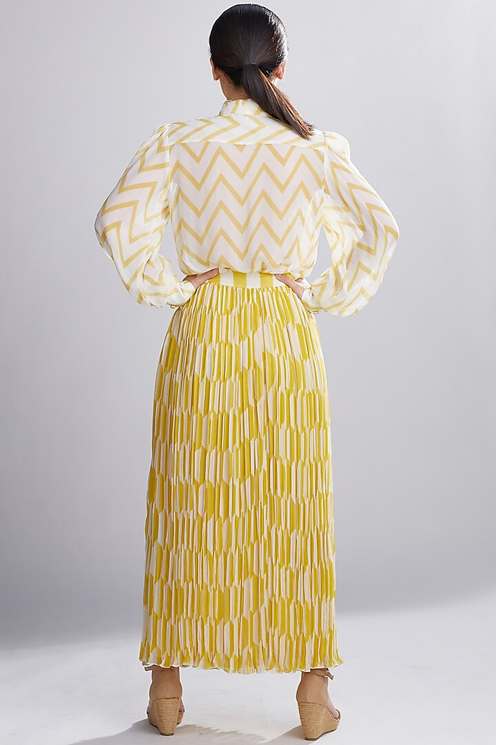 Cream & Yellow Printed Skirt by Koai at Pernia's Pop Up Shop