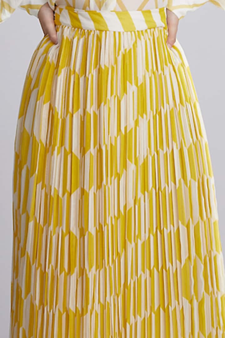 Cream & Yellow Printed Skirt by Koai at Pernia's Pop Up Shop