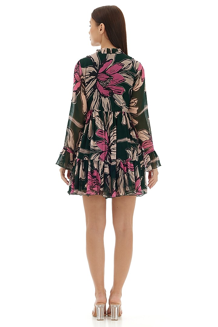 Multi-Colored Chiffon Floral Mini Vacation Dress by Koai at Pernia's Pop Up Shop