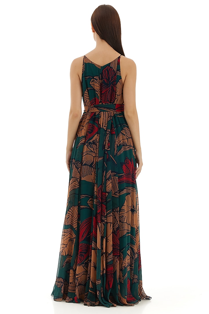 Multi-Colored Chiffon Floral Maxi Vacation Dress by Koai at Pernia's Pop Up Shop
