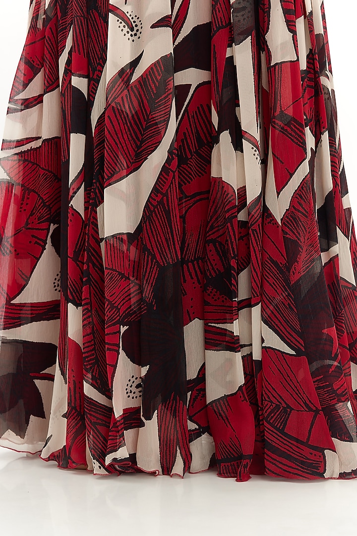 Off-White & Red Chiffon Floral Maxi Vacation Dress by Koai at Pernia's Pop Up Shop