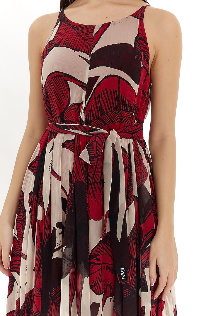Off-White & Red Chiffon Floral Maxi Vacation Dress by Koai at Pernia's Pop Up Shop