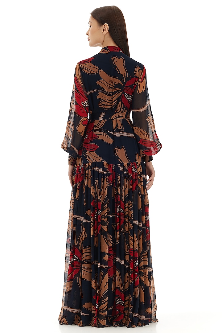 Multi-Colored Chiffon Floral Maxi Vacation Dress by Koai at Pernia's Pop Up Shop