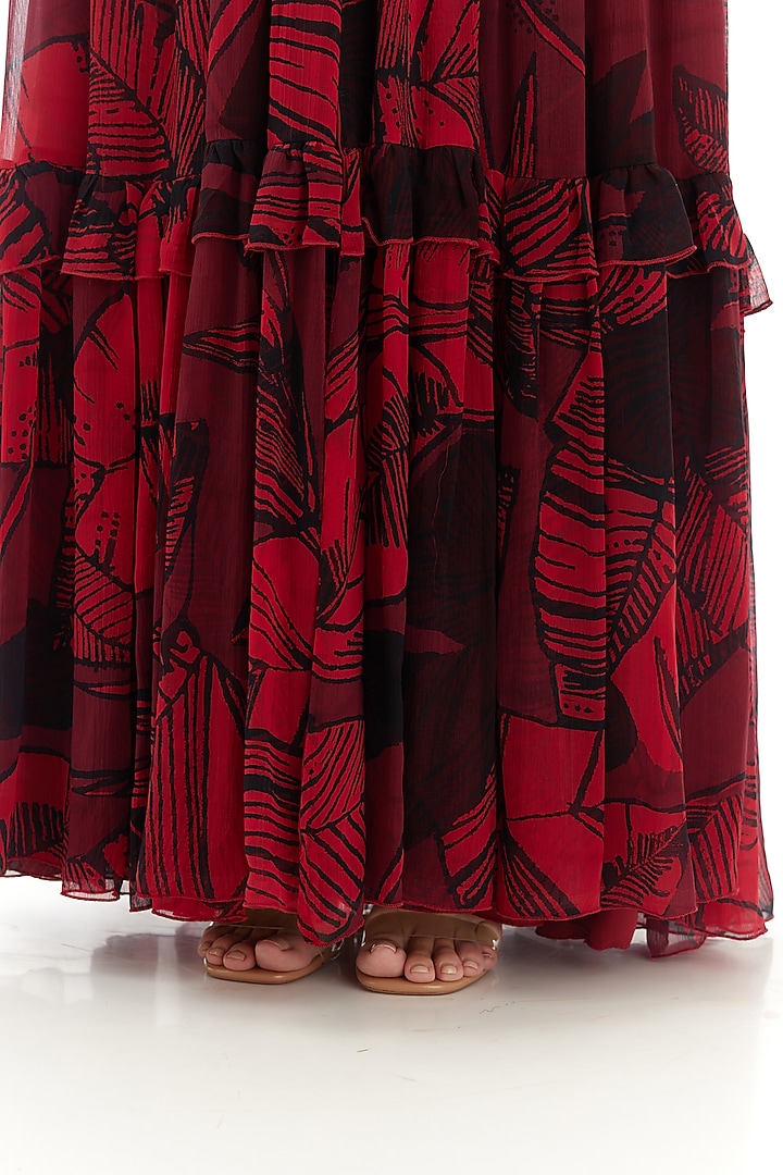 Hot Pink Chiffon Floral Maxi Vacation Dress by Koai at Pernia's Pop Up Shop