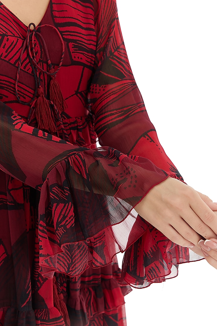 Hot Pink Chiffon Floral Maxi Vacation Dress by Koai at Pernia's Pop Up Shop