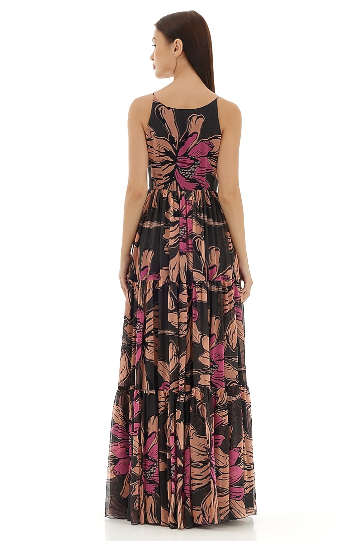 Multi-Colored Chiffon Floral Maxi Vacation Dress by Koai at Pernia's Pop Up Shop