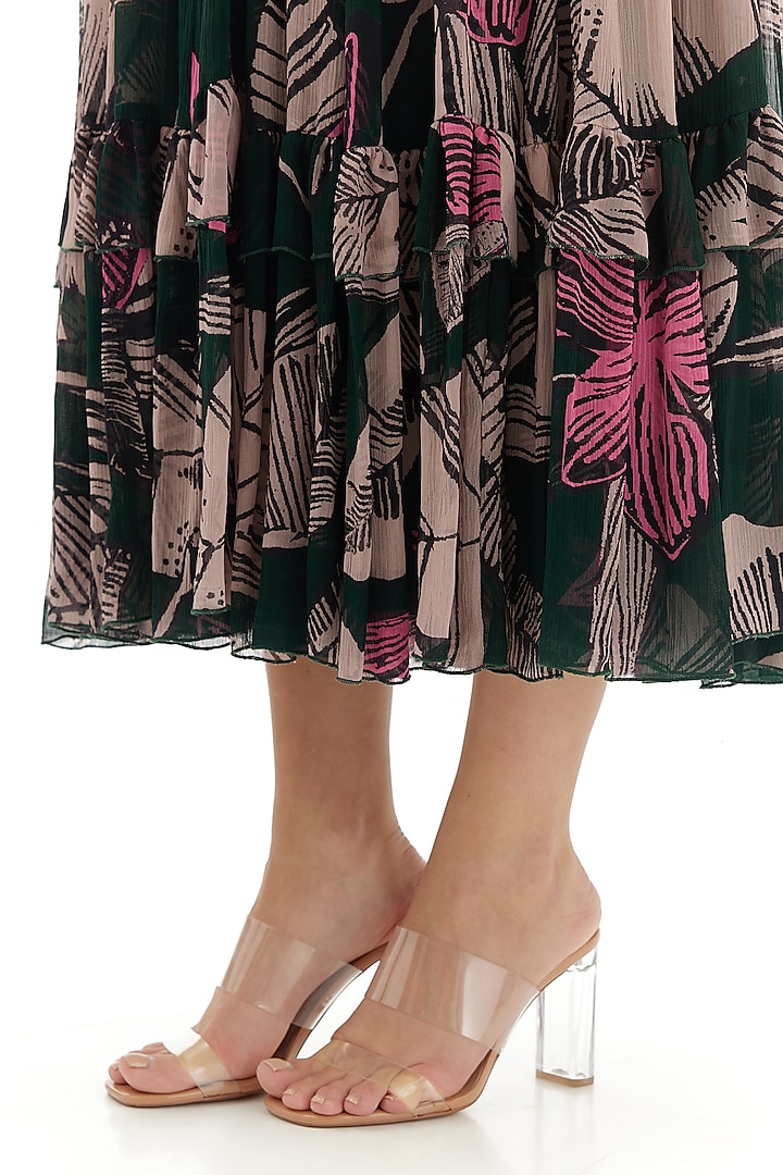 Multi-Colored Chiffon Floral Midi Vacation Dress by Koai at Pernia's Pop Up Shop