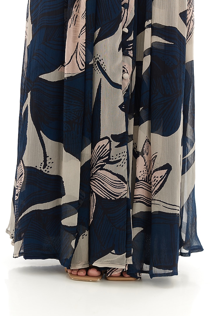 Blue & Off-White Chiffon Vacation Shirt Dress by Koai at Pernia's Pop Up Shop