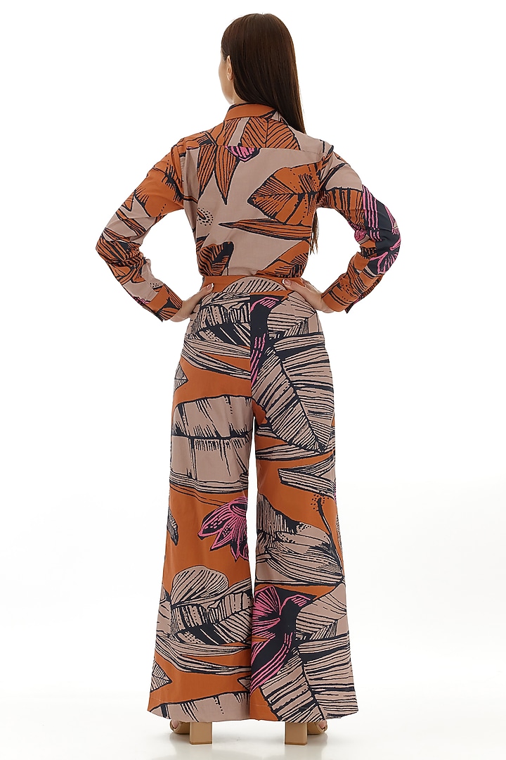 Off-White & Orange Poplin Cotton Floral Printed Shirt by Koai at Pernia's Pop Up Shop
